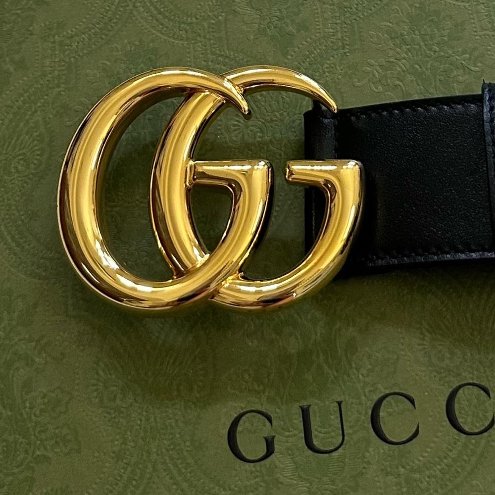 Gucci GG Marmont Leather Belt With Shiny Buckle sz 80 - Picture 10 of 15